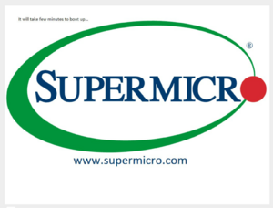 The Supermicro boot screen - their logo with the text: It will take few minutes to boot up...