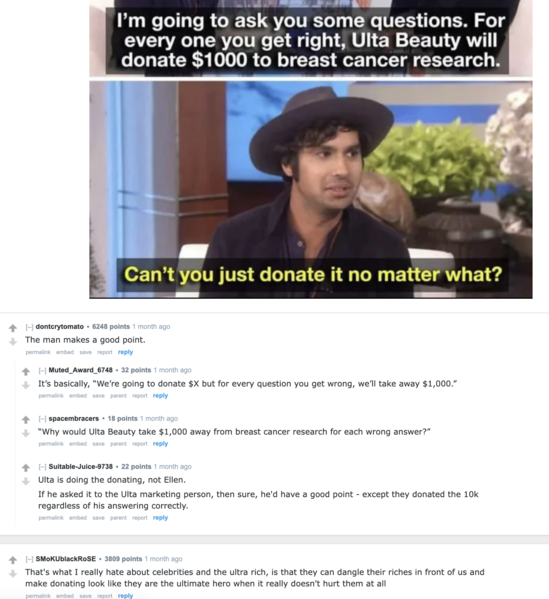 File:Screenshot Reddit Kunal Nayyar on Ellen regarding Ulta Beauty.png