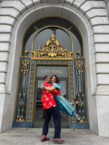 File:Roshan and Julie after Wedding outside SF City Hall.webp